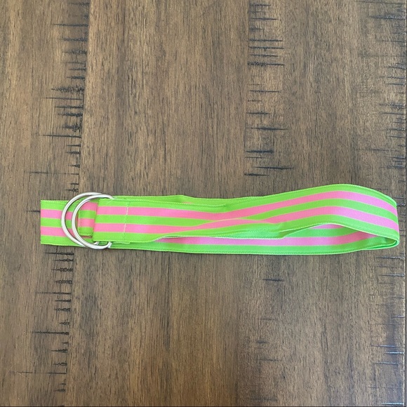 J. Crew pink and green ribbon belt